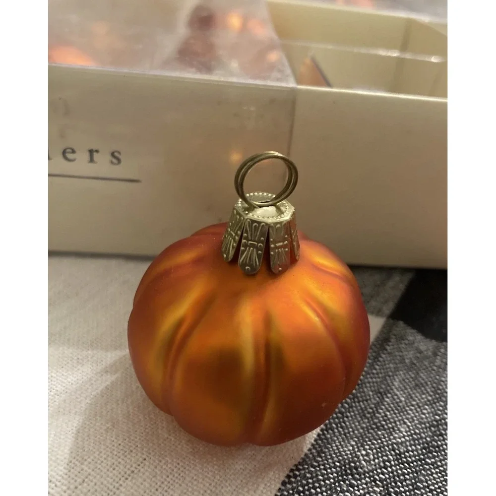 2 Sets Pier 1 Pumpkin Place Card Holders Set of 11 Fall‎ Thanksgiving Glass